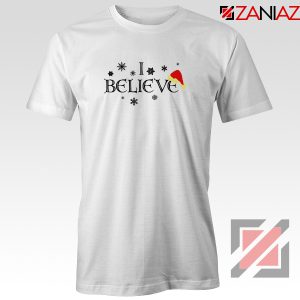 I Believe Christmas T-Shirt Snowflakes Gift Tee Shirt Size S-3XL White