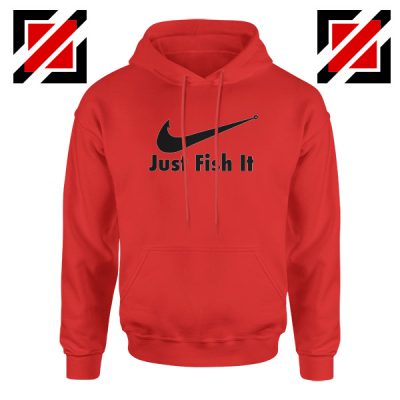 Just Fish It Hoodie Funny Nike Parody Hoodie Size S-2XL Red