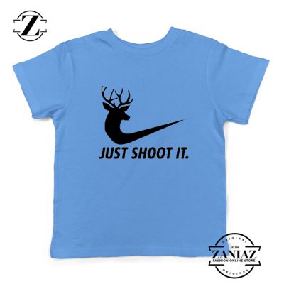 Just Shoot It Parody Kids Shirts Humor Youth Tee Shirt Size S-XL Light Blue