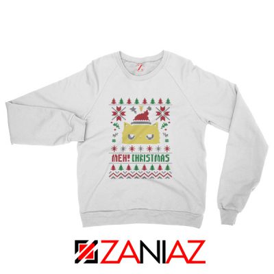MEOW Christmas Sweatshirt Funny Ugly Christmas Sweatshirt Size S-2XL White