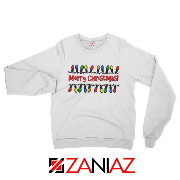 Merry Christmas Lighting Sweatshirt Christmas Sweatshirt Size S-2XL White