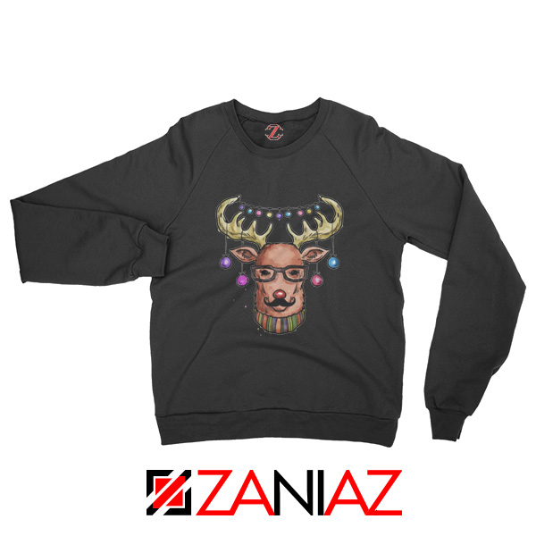 Merry Christmas Reindeer Sweatshirt Christmas Sweatshirt Size S-2XL Black