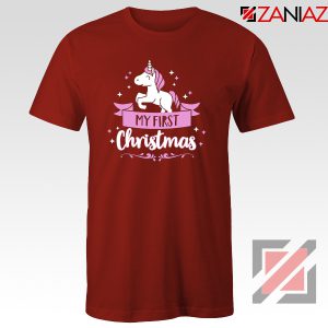 My first Christmas T-Shirt Unicorn Christmas T-Shirt Size S-3XL Red