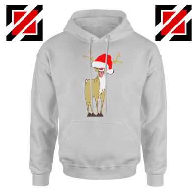 Naughty Reindeer Hoodie Ugly Christmas Hoodie Size S-2XL Sport Grey