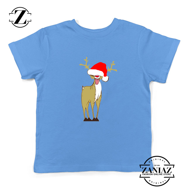 Naughty Reindeer Kids Tshirt Ugly Christmas Youth Shirt Size S-XL Light Blue
