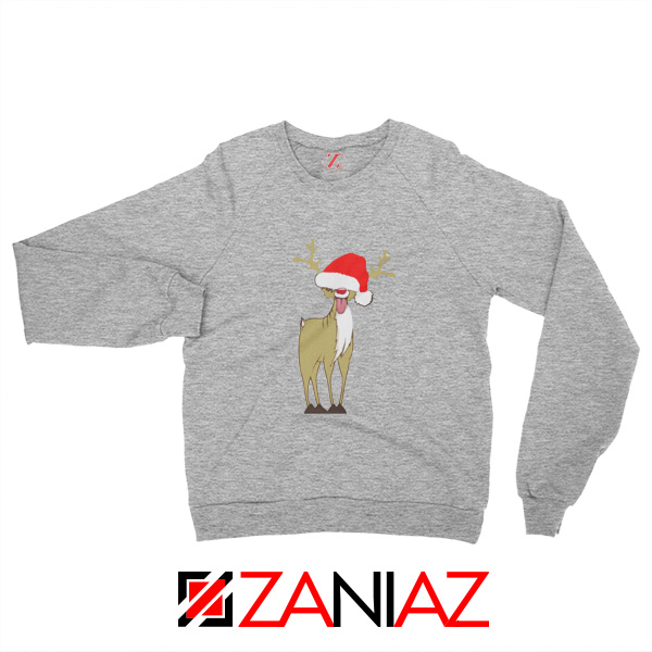 Naughty Reindeer Sweatshirt Ugly Christmas Sweatshirt Size S-2XL Sport Grey