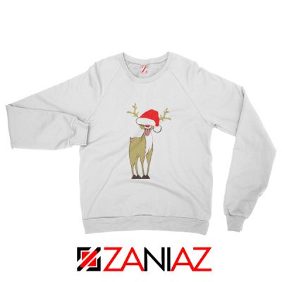 Naughty Reindeer Sweatshirt Ugly Christmas Sweatshirt Size S-2XL White