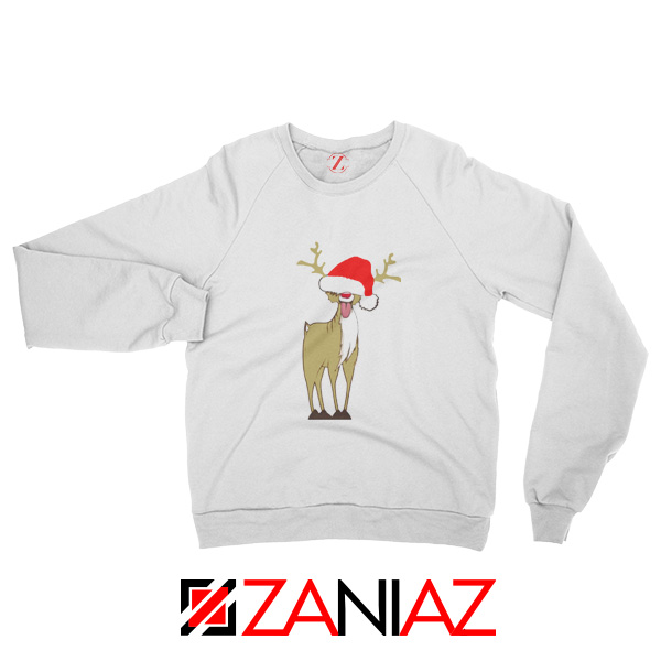 Naughty Reindeer Sweatshirt Ugly Christmas Sweatshirt Size S-2XL White