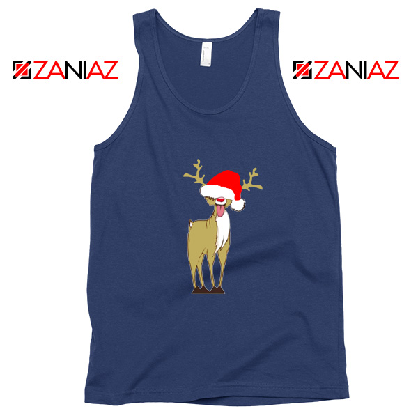 Naughty Reindeer Tank Top Ugly Christmas Tank Top Size S-3XL Navy Blue