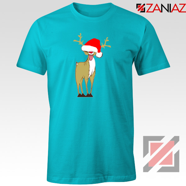 Naughty Reindeer Tshirt Ugly Christmas Tee Shirt Size S-3XL Light Blue