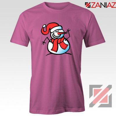 Naughty Snowman Tee Shirt Funny Ugly Christmas T-Shirt Size S-3XL Pink