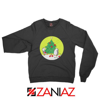 Penguins Decorating Sweatshirt Christmas Tree Sweatshirt Size S-2XL Black