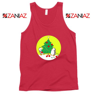 Penguins Decorating Tank Top Christmas Tree Tank Top Size S-3XL Red