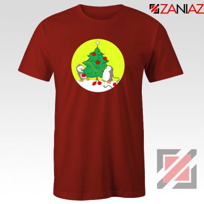 Penguins Decorating Tshirt Christmas Tree Tee Shirt Size S-3XL Red