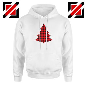 Plaid Christmas Tree Hoodie Ugly Christmas Hoodie Size S-2XL White