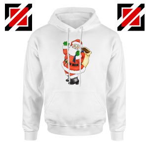 Santa Claus Waving Hoodie Happy Christmas Hoodie Size S-2XL White