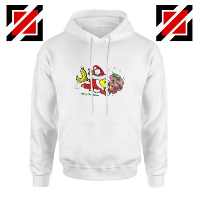 Santa Clause Fish Hoodie Funny Cute Christmas Hoodie Size S-2XL White