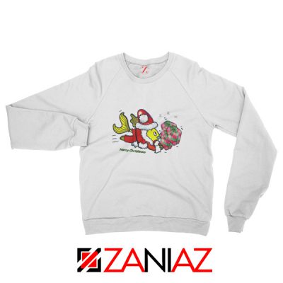 Santa Clause Fish Sweatshirt Cute Christmas Sweatshirt Size S-2XL White