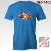 Santa Clause Fish Tee Shirt Funny Cute Christmas T-Shirt Size S-3XL Blue