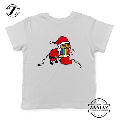 Santa Rainbow Kids Tshirt Funny Christmas Gift Youth Shirt White