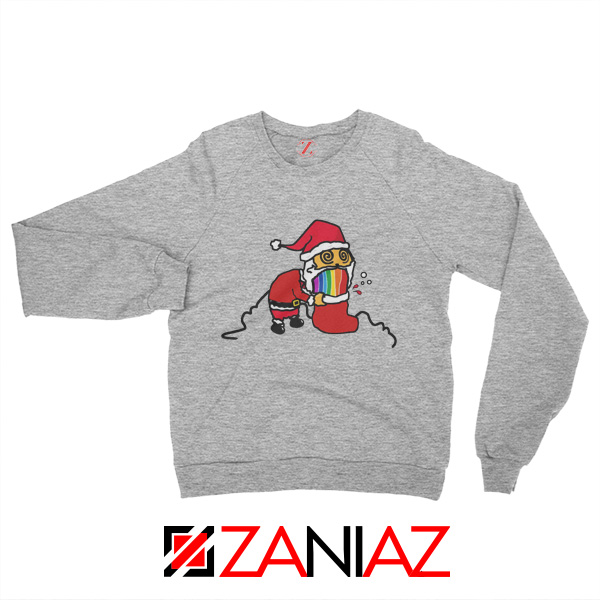 Santa Rainbow Sweatshirt Funny Christmas Gift Sweatshirt Size S-2XL Sport Grey