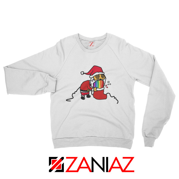Santa Rainbow Sweatshirt Funny Christmas Gift Sweatshirt Size S-2XL White