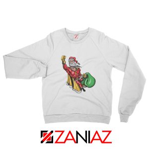 Super Santa Claus Sweatshirt Ugly Christmas Sweatshirt Size S-2XL White