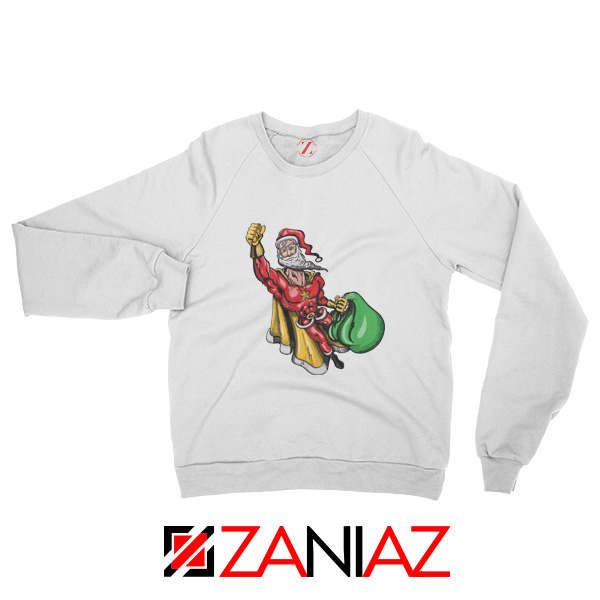 Super Santa Claus Sweatshirt Ugly Christmas Sweatshirt Size S-2XL White