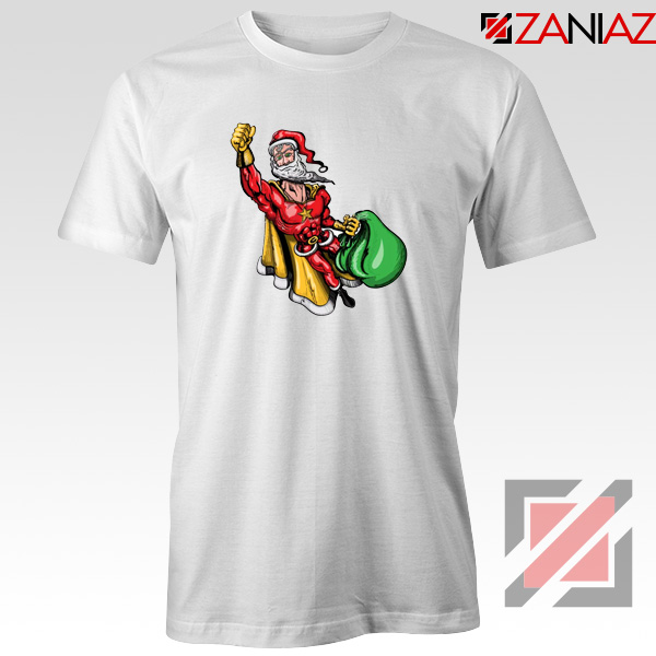 Super Santa Claus T-Shirt Ugly Christmas Tee Shirt Size S-3XL White