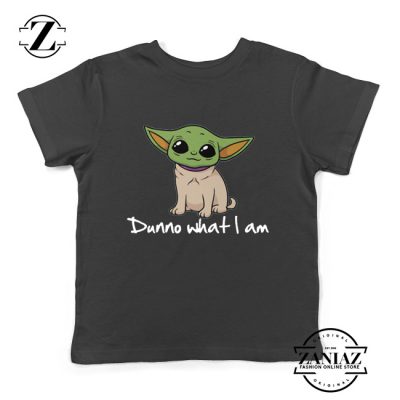 Green Alien Pug Yoda Black Youth Tshirt