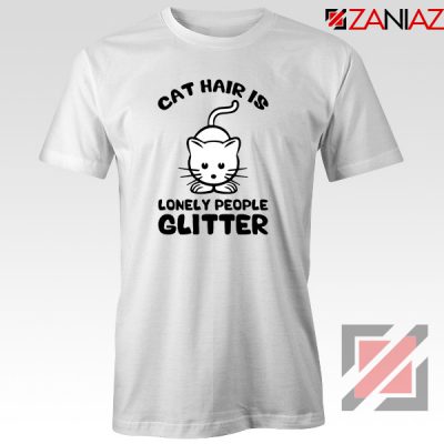 Lonely People Glitter T-Shirt Cat Lover Tee Shirt Size S-3XL White