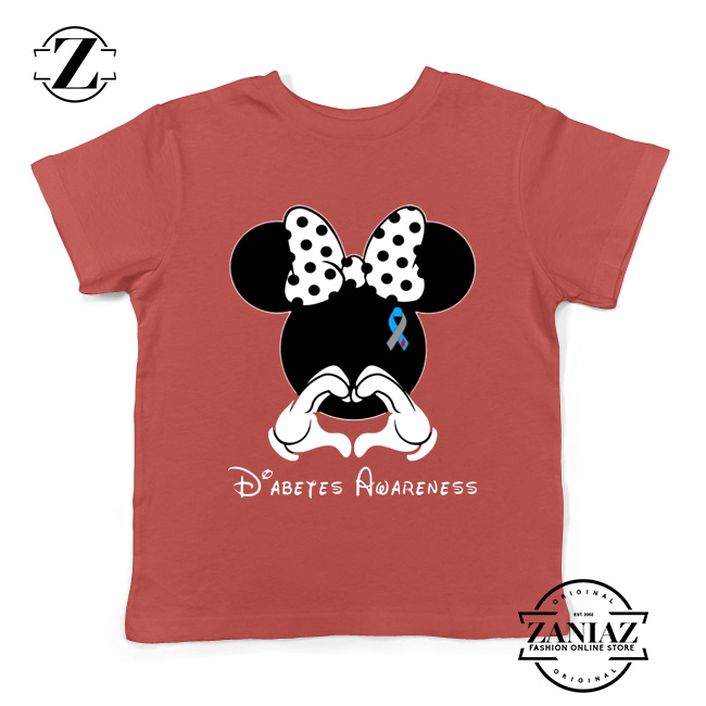 Minnie Mouse Kids Tshirt Diabetes Awareness Youth Tee Shirts S-XL Red
