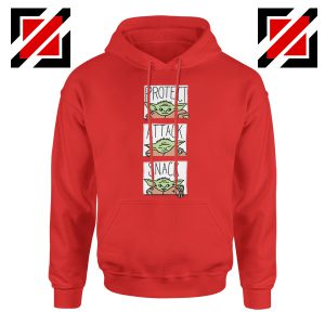 Protect Attack Snack Hoodie Baby Yoda Mandalorian Hoodies S-2XL Red