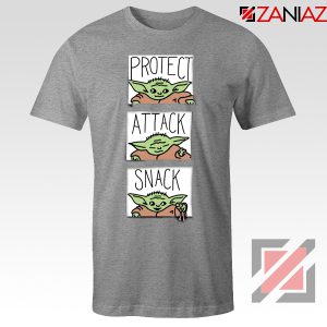 Protect Attack Snack Tshirt Baby Yoda Mandalorian Tee Shirts S-3XL