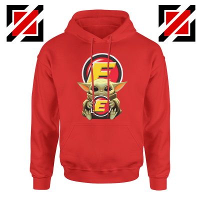 Baby Yoda Estes Express Lines Red Hoodie