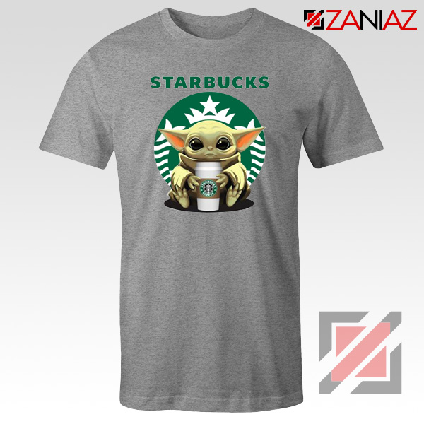 Baby Yoda Hug Starbucks Grey Tee