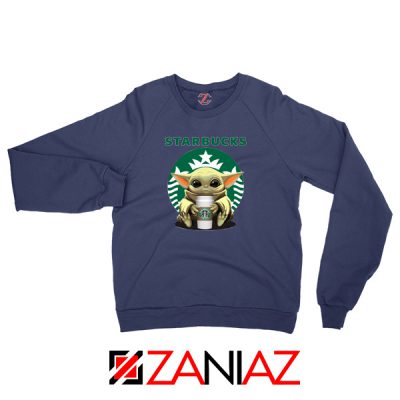 Baby Yoda Hug Starbucks Navy Sweatshirt