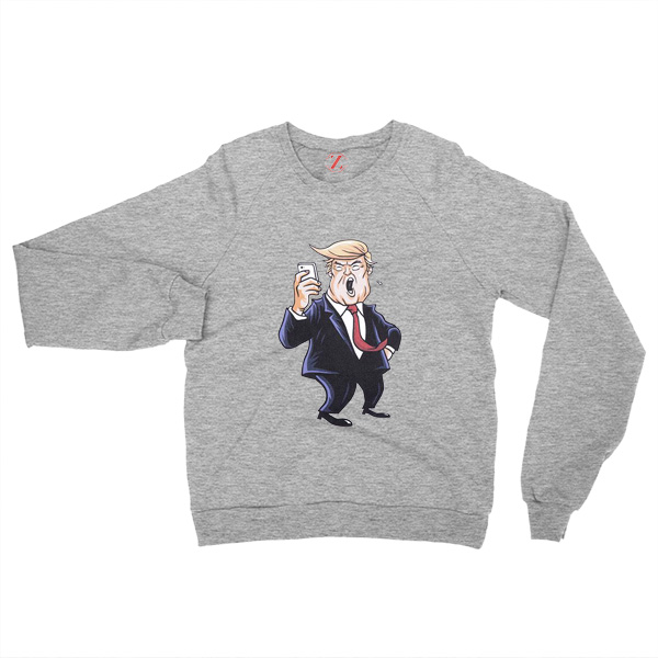 Trump Funny Cartoon Grey Sweater