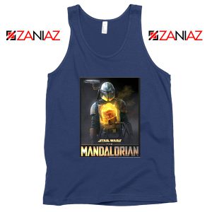 Baby Yoda Boba Star Navy Blue Tank Top