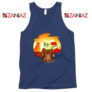 Baby Yoda Yiddle Navy Blue Tank Top