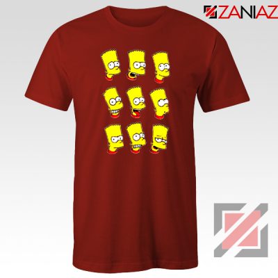 Bart Simpson Faces Red Tshirt