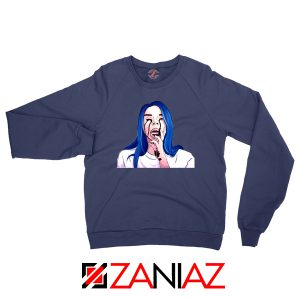 Billie Eilish Crying Navy Blue Sweater