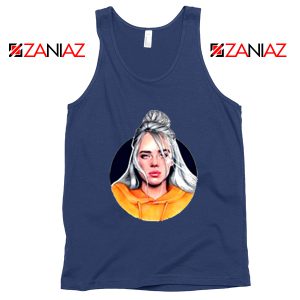 Billie Eilish Singer Navy Blue Tank Top