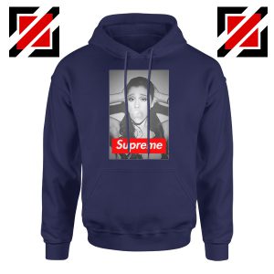 Graphic Ariana Grande Supreme Parody Navy Blue Hoodie