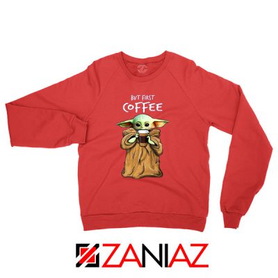 Mandalorian Coffee Baby Yoda Red Sweatshirt