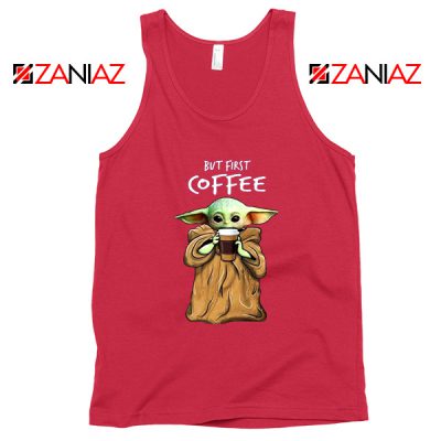 Mandalorian Coffee Baby Yoda Red Tank Top
