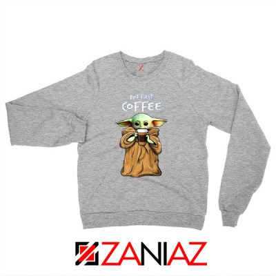 Mandalorian Coffee Baby Yoda Sport grey Sweatshirt
