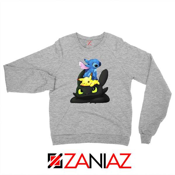 Stitch Pokemon Grinch Sport Grey Sweatshirt