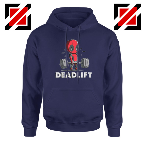 Deadpool Deadlift Navy Blue Hoodie