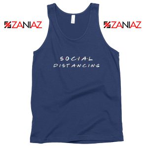 Social Distancing Friends Navy Blue Tank Top